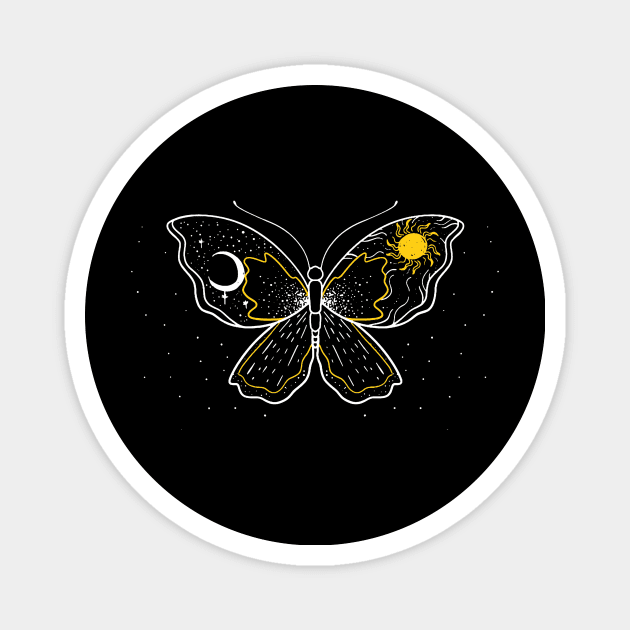 Sun Moon Butterfly Cute Lunar Outer Space Magnet by paveldmit